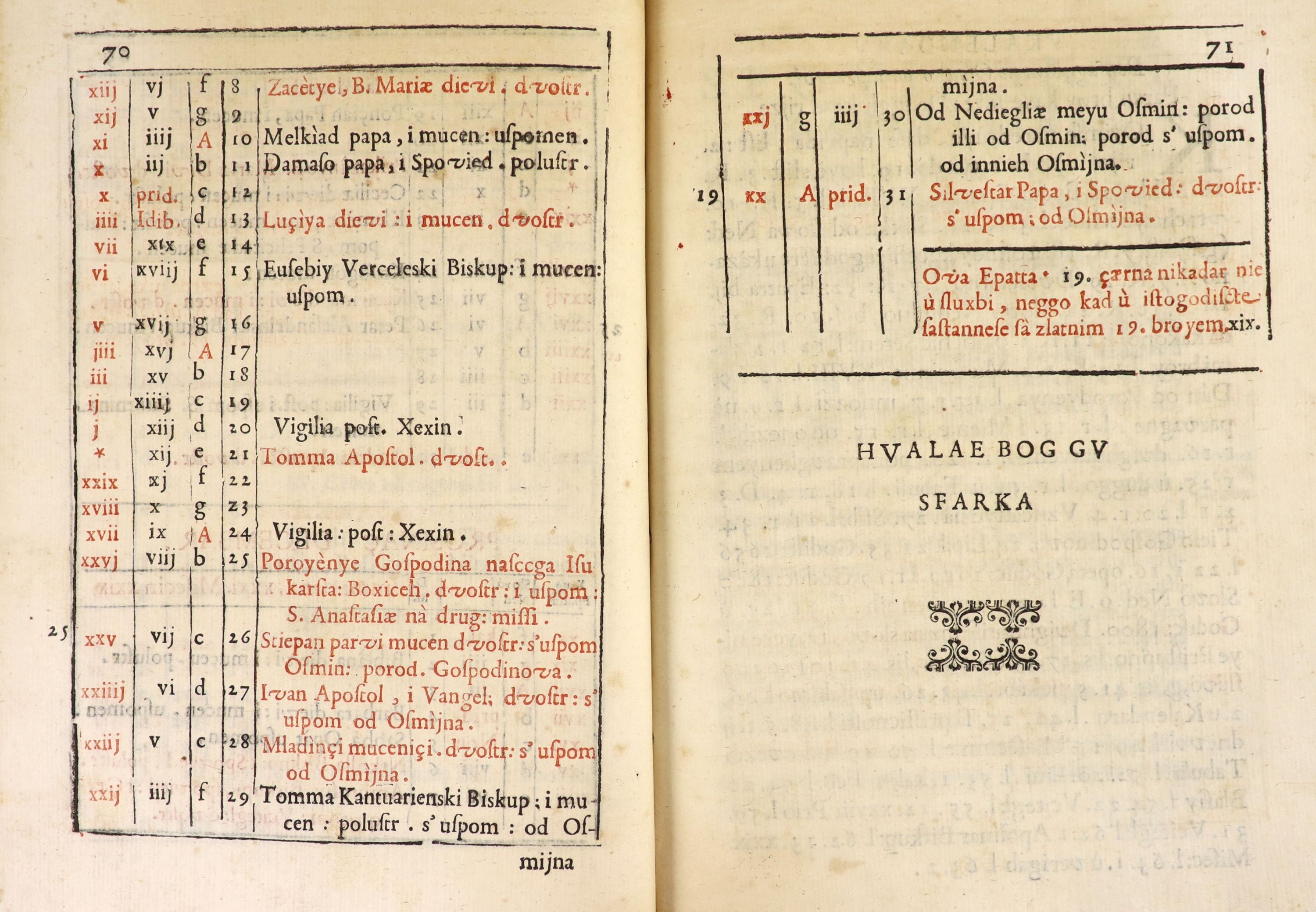 Catholic Church [Kasic, Bartolome] - Rituale Romanum Urbani VIII Pont.max. Iussu editum illyrica lingua,